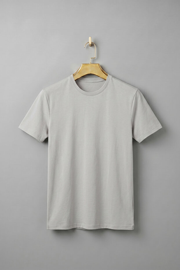 Men's Gray Crew Neck Short Sleeve Basic Comfort T-Shirt
