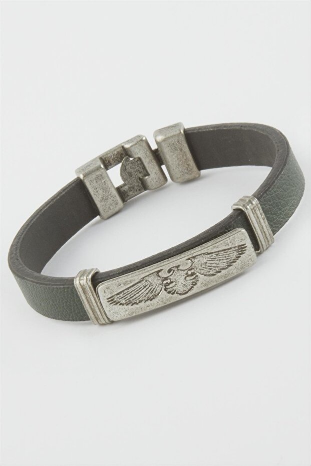 Ilkeshop Double Headed Eagle Artificial (04526) Leather Bracelet-Green