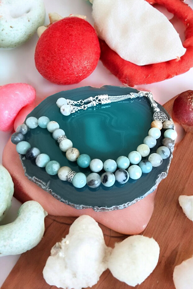 Amazonite Prayer Beads 33-Piece Prayer Beads Amazonite Stone Prayer Beads Certified in Special Mdf Box 10 mm