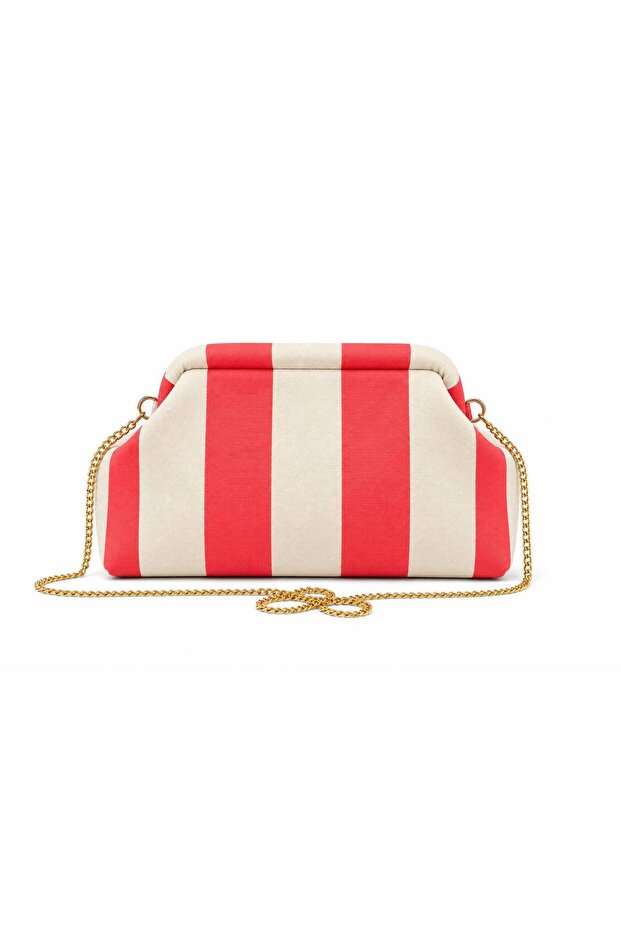 Red and White Stripe Detailed Fabric Bag En 32 Size 17 cm