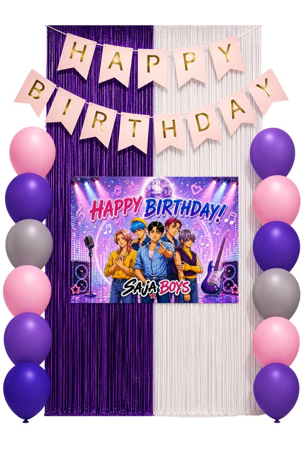 Saja Boys Huntrix K-Pop Demon Hunters Birthday Curtain Party Supplies Ornaments 35X50 cm