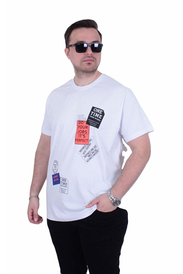 Men's Oversize Crew Neck T-Shirt One Time 26156 White