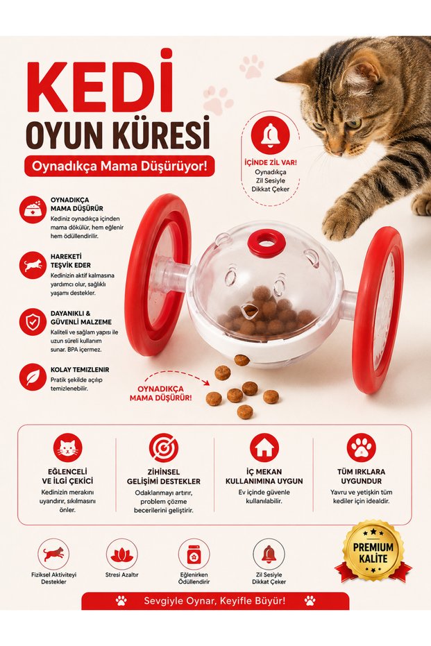 Interactive Cat Play Sphere – Toy with Bell and Food Reward