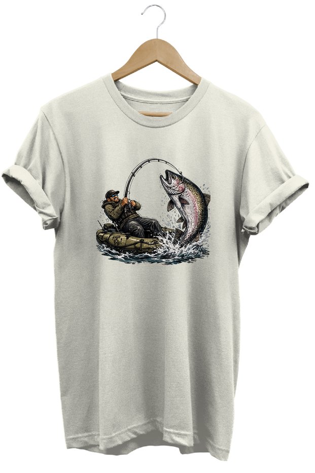 Sporty Fishing and Fishing Rod Printed Nature T-Shirt Outdoor Camping Wear