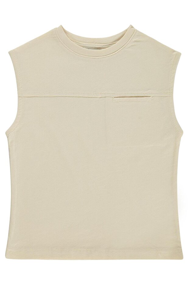 Basic Zero Sleeve T-Shirt for 2-5 Years - Ecru