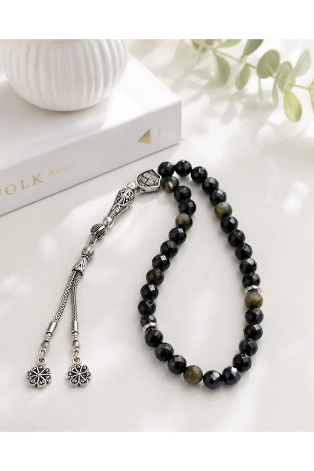 Gold Obsidian Prayer Beads Premium Quality 8 mm Shiny Faceted Cut Prayer Beads Stylish Design
