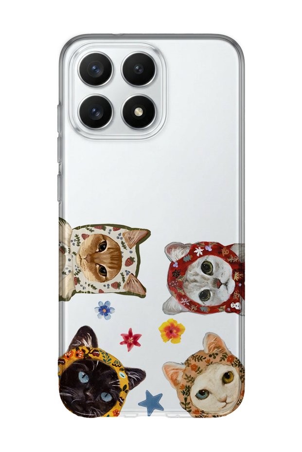 Xiaomi 17 Compatible Cute Cats Patterned Transparent Phone Case