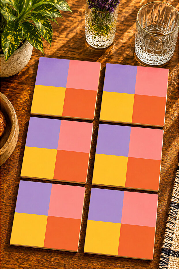 Modern Design Set of 6 Coasters - Uv Printing Mdf - 10X10 cm