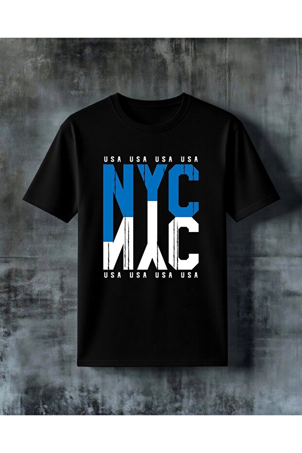 Nyc Blue Printed Oversize T-Shirt