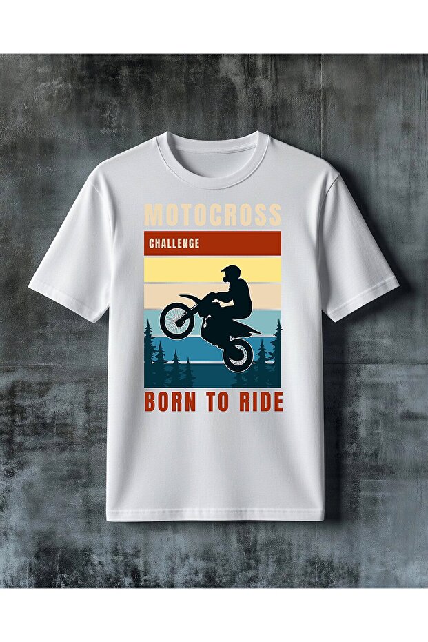 تي شيرت مطبوع كبير الحجم من ماركة motocross born to ride