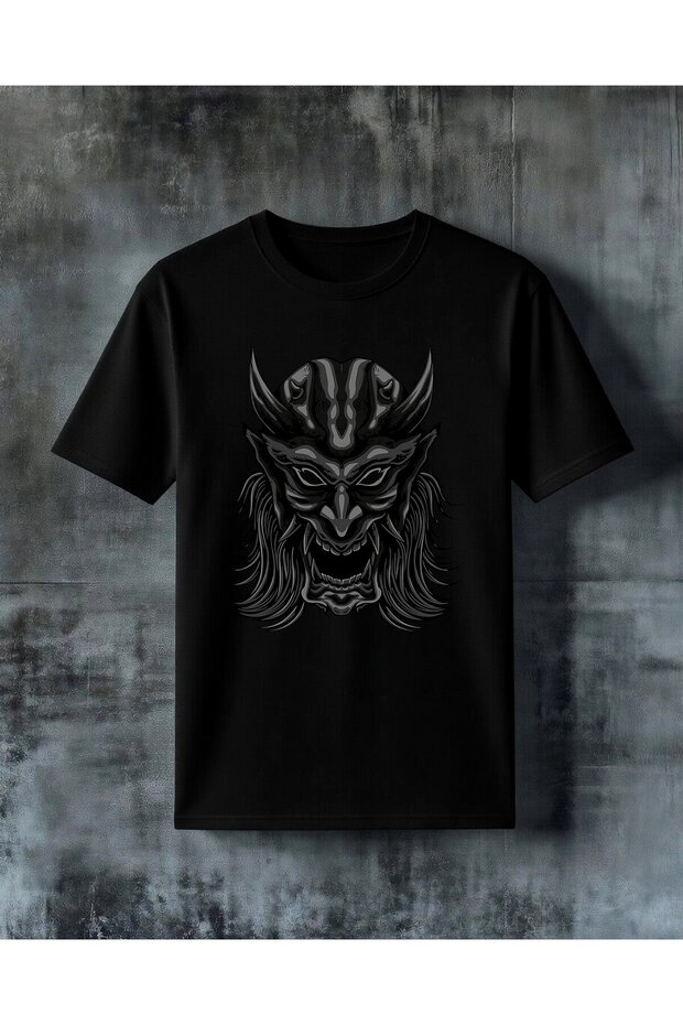 Devil Black Print Printed Oversize T-Shirt