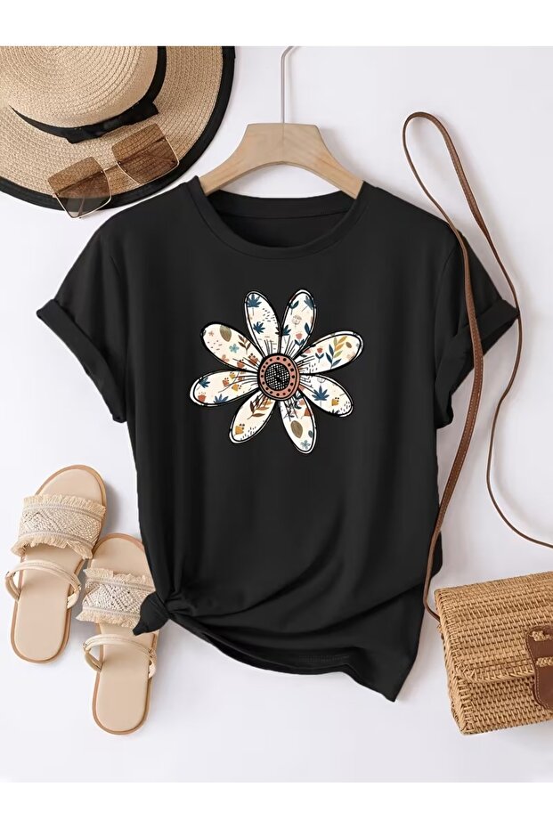 Women's Comfortable Fit Tshirt Mixed Print Tshirt