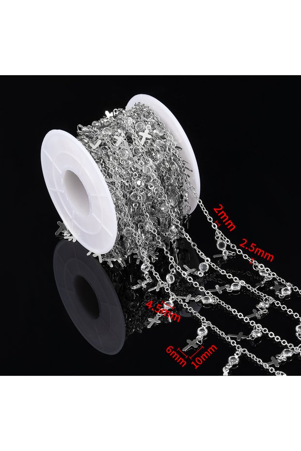 1meter Cross Steel Color 1m Butterfly Pendant Bead Fine Chain Clover Tassel Metal Chain for DIY Neck