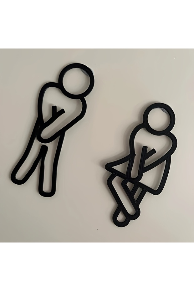 black WC Door Signs Decoration Women Men and Women Toilet Signs Toilet Signs Contour Decoration Hang
