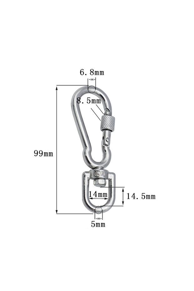 7mm **1Pc Stainless Steel Swivel Snap Hooks Locking Dog Leash Buckle Quick Release Buckle Carabiner