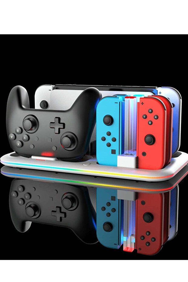 محطة شحن RGB لوحدات التحكم في نينتندو سويتش وOLED، حامل شحن لوحدات Joy-Con ووحدة تحكم Switch Pro