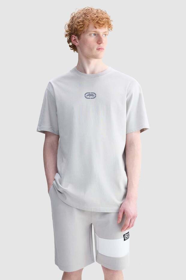 Bentley Loose Fit Crew Neck Printed 100% Cotton Men's Gray T-Shirt