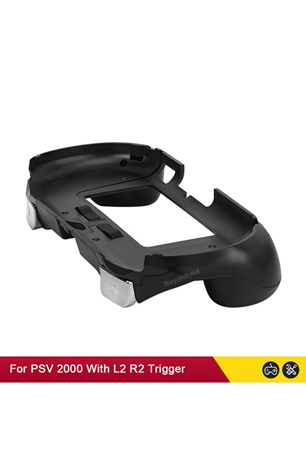 غطاء حماية أسود لجهاز PS VITA 2000 مع مقبض يدوي وحامل عصا التحكم وزر L2 R2