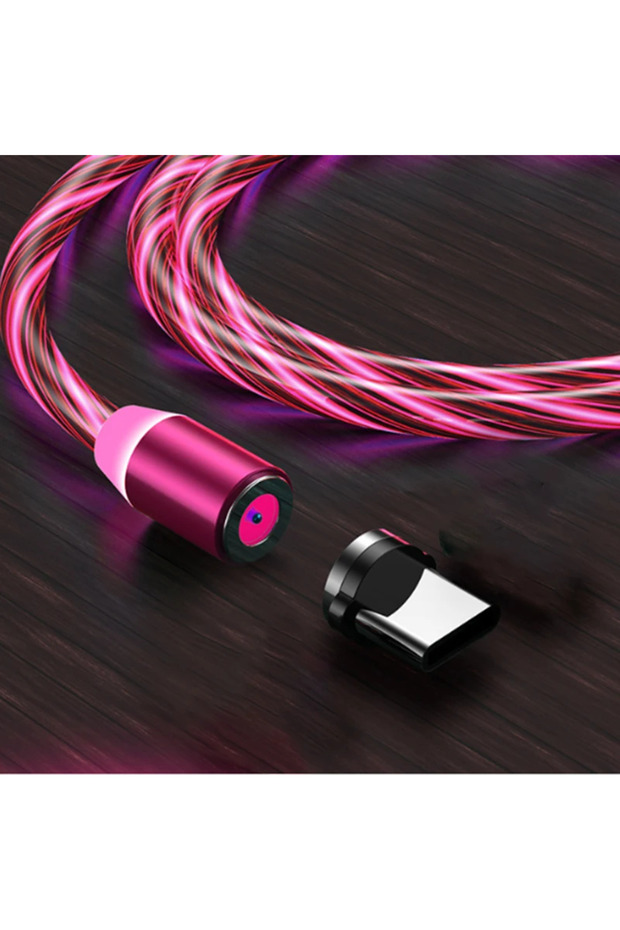 1m Red Tutew LED Magnetic Flow Luminous Lighting Charging Mobile Phone Cable Cord Charger Wire For S