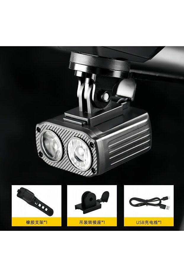 008-black 2025 USB Rechargeable Bike Headlight - MTB Night Cycling Safety Light, Bright Front Lamp w