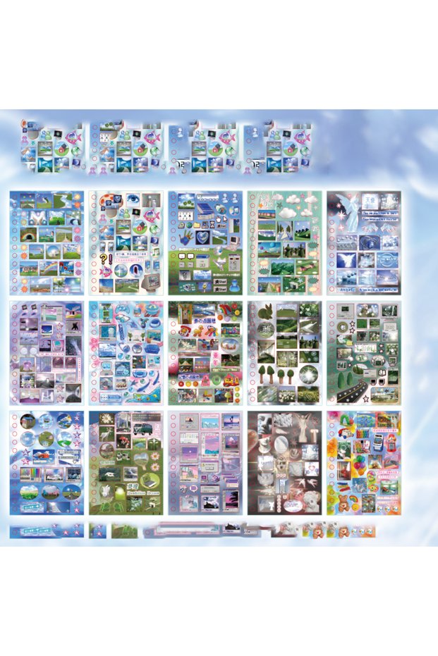 mengjinfeixu 30 PCS Japanese Vintage Old-Style Stickers, Coated Paper for Scrapbooking, DIY Handmade