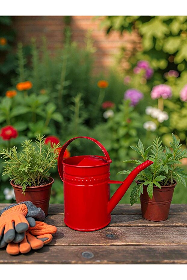 Galvanized Metal Plant Watering Container 2 Lt Bright Red