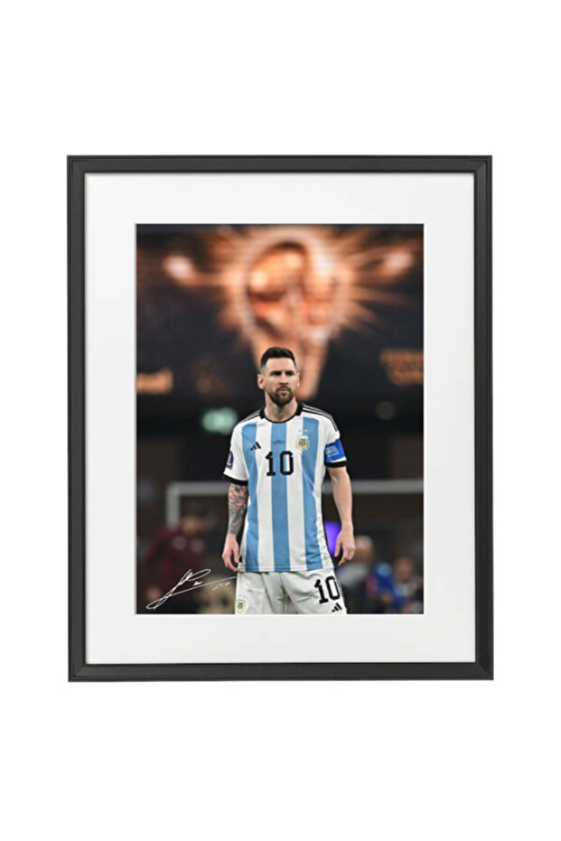 Lionel Messi Argentina Autographed Poster with Frame 50x40cm