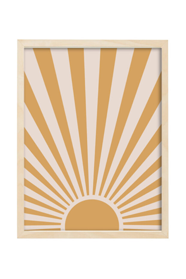 Sun Boho Minimalist Mid Century Modern Art Boho Décor Poster with Frame 30x40cm