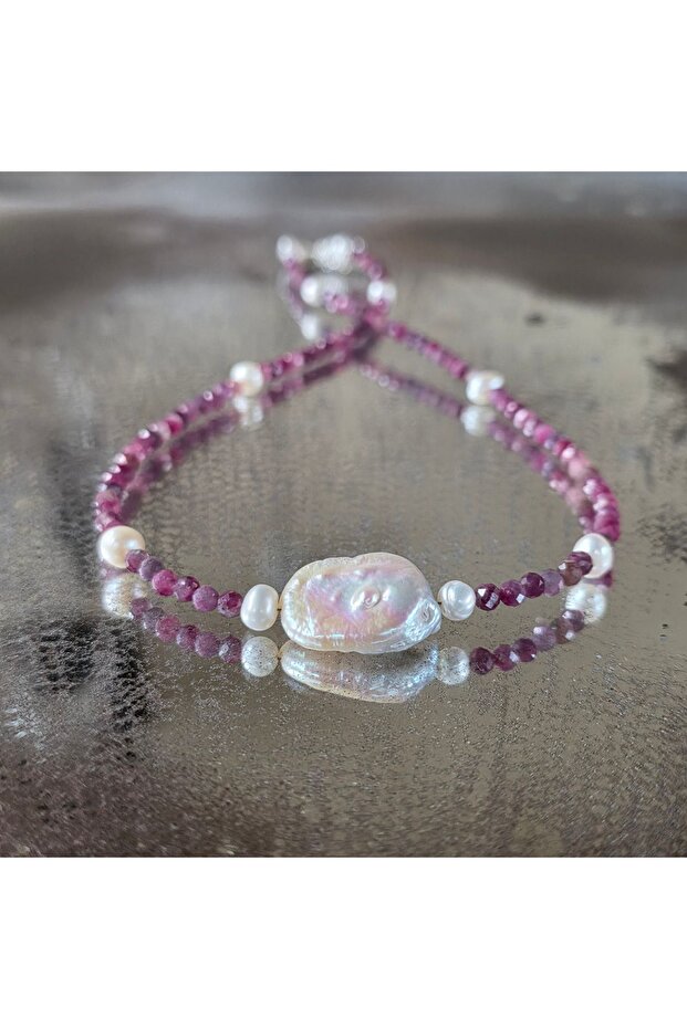 Colier perle si rubin Ruby#24 - 2