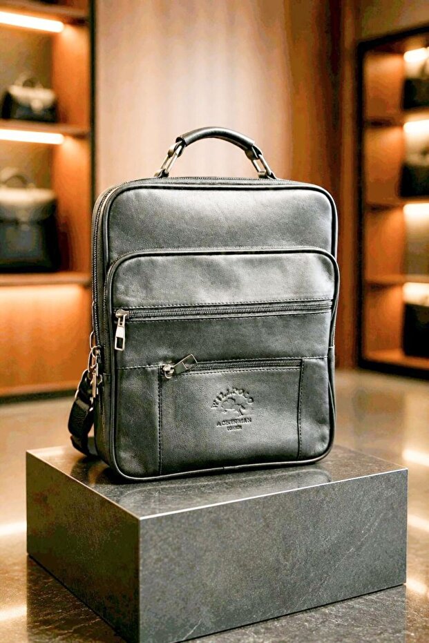 Black Luxury Leather El Shoulder Men's Bag