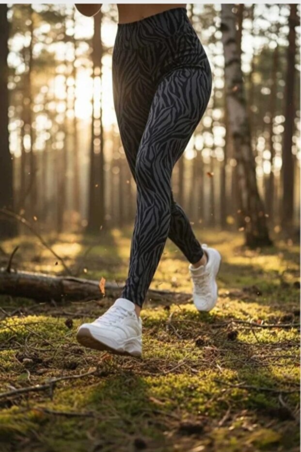 Women's Zebra Patterned Shaping Leggings – High Waist, Ribbed Premium Fabric, Special Design