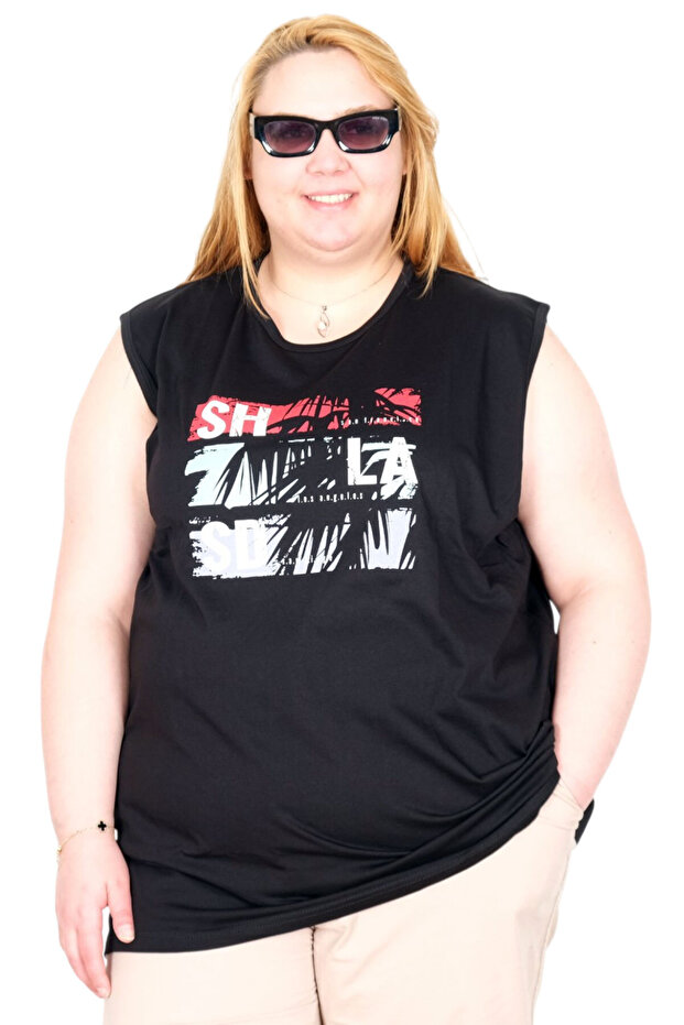 Mode XL Real Big Size Women's Athlete Printed Sandıego U26013 Black