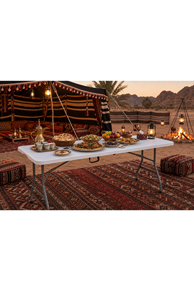 طاولة مستطيلة قابلة للطي 150 سم - RQ-31026 – أبيض - 4