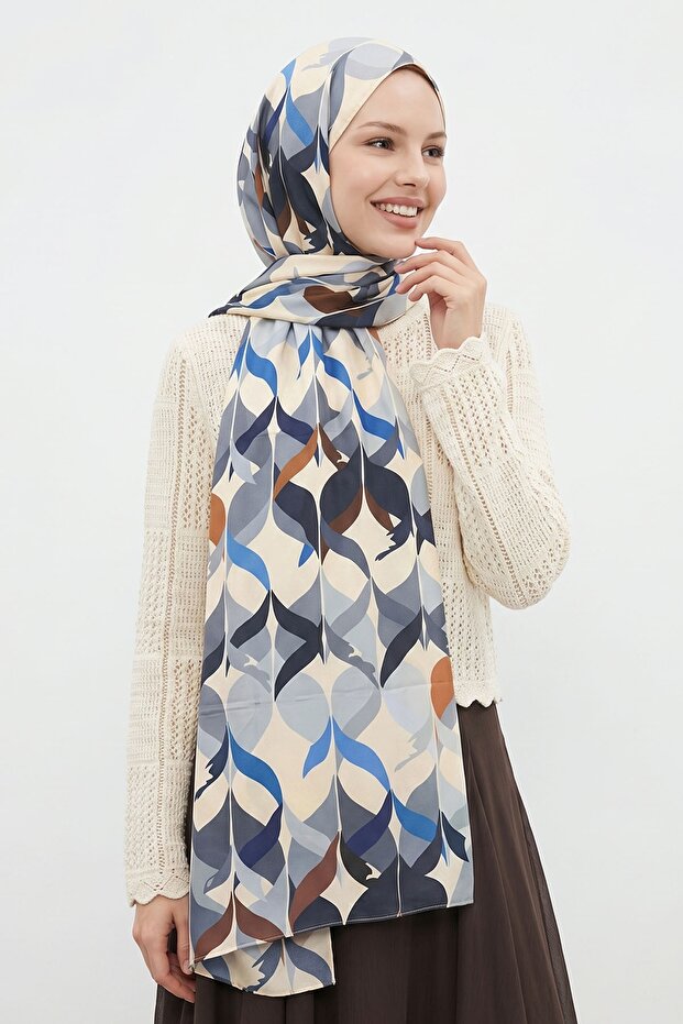 Spiral Pattern Cream Soft Cotton Shawl
