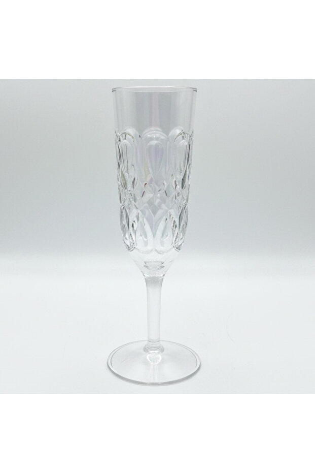 Crystal-Cut Acrylic Champagne Flute | 250 ml | Footed Stem Glass