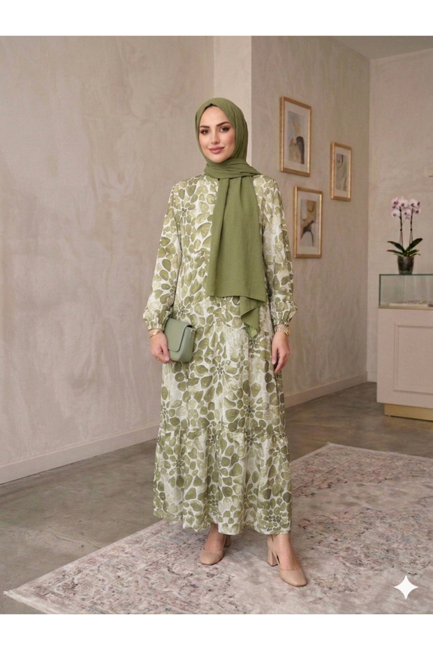 Modal Cotton Summer Patterned Hijab Dress - Anti-Sweat, Flowy, Comfortable Fit