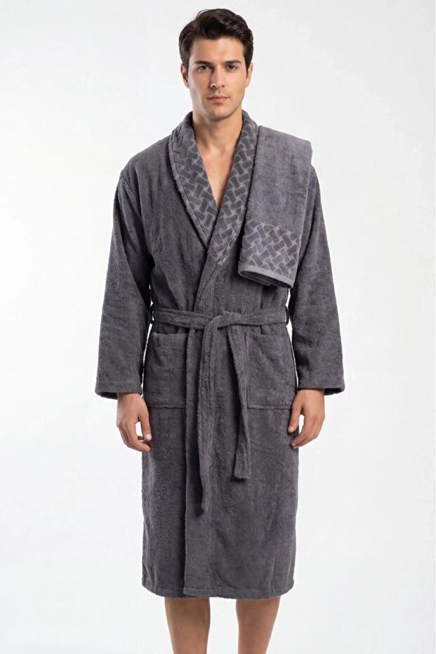 Şazeli 2XL Size 2 Piece Bathrobe Set Anthracite