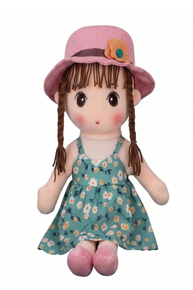 70cm Soft Plush Doll with Hat, Braided Hair & Colorful Dress - Oversized Collectible Fashion Doll Set