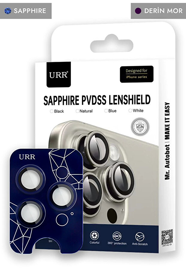 واقي عدسة الكاميرا URR لهاتف iPhone 14 Pro Max Sapphire PVDSS - أرجواني غامق