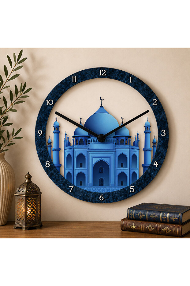 ساعة حائط ديكورية 27 سم – ساعة بتصميم عصري بطابع عثماني، مسجد، سمازن واسطنبول