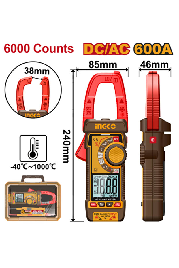 مقياس التيار الكهربائي الرقمي DC/AC 600A-600V