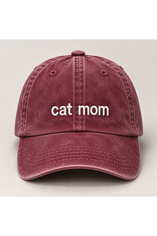 قبعة بيسبول مطرزة بتصميم "Cat Mom" (أمي القطط) قابلة للغسل بتصميم عتيق وبسيط
