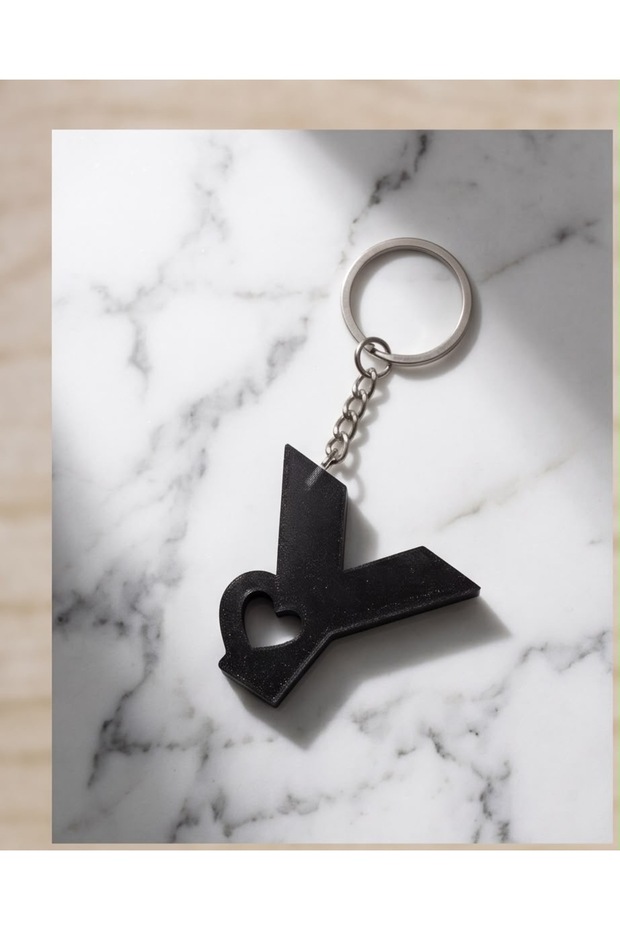 Keychain Letter Y with Heart Epoxy Keychain