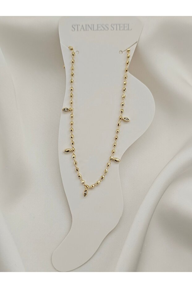 Women's Steel Tarnish-Resistant Stone Anklet