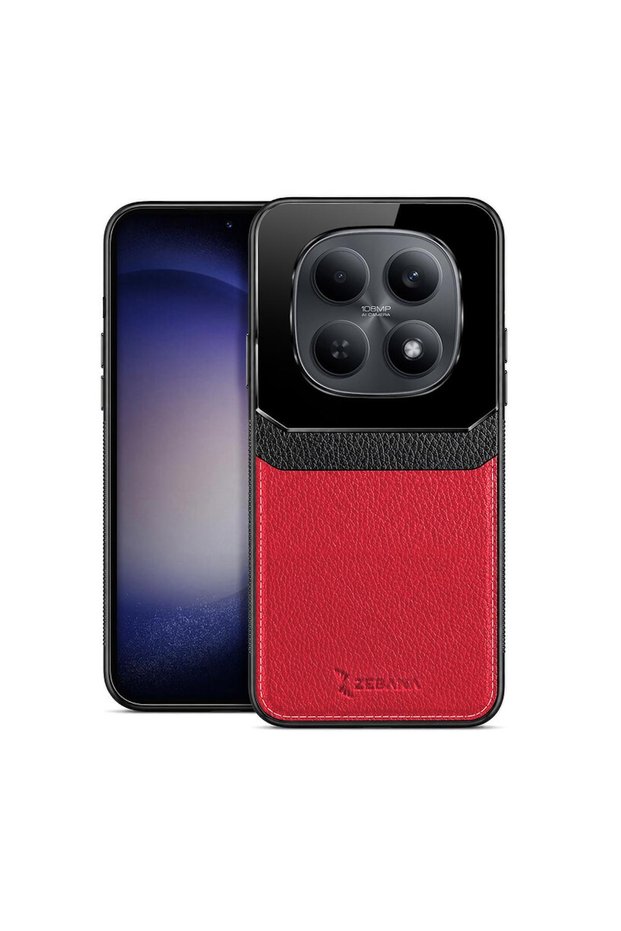 حافظة جلدية متوافقة مع هاتف Xiaomi Redmi Note 15 5G باللون الأحمر