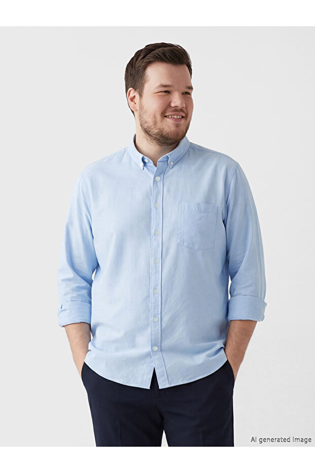قميص رجالي من NEVAVM بتصميم Regular Fit Oxford