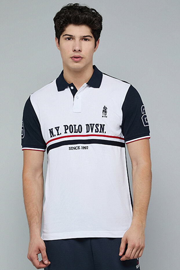Color Block Polo T-Shirt with Short Sleeves