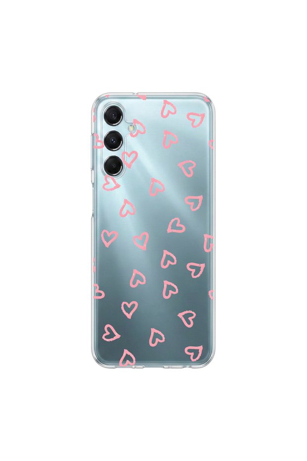 حافظة شفافة متوافقة مع هاتف سامسونج جالاكسي M34 بتصميم Heart 7