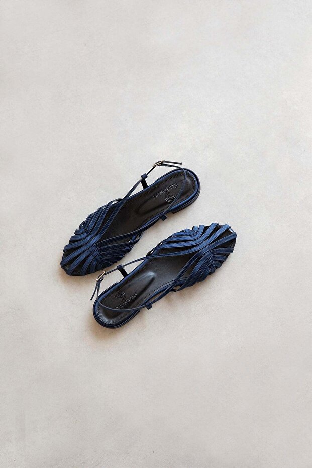 Lester Women's Satin Ballerinas Navy Blue