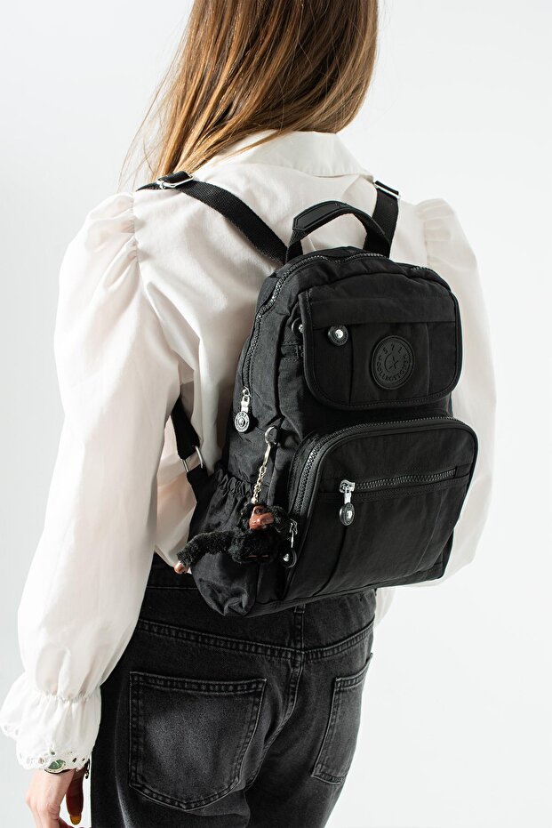 Ultra Lightweight Multi-Pocket Small Backpack and Chest Bag Black – Compact Design (571-4I)